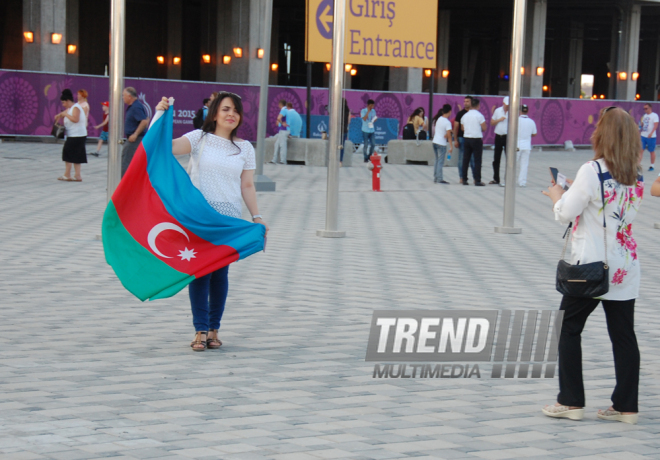 İlk Avropa Oyunlarının bağlanış mərasiminə dəqiqələr qalır. Bakı, Azərbaycan, 28 iyun 2015